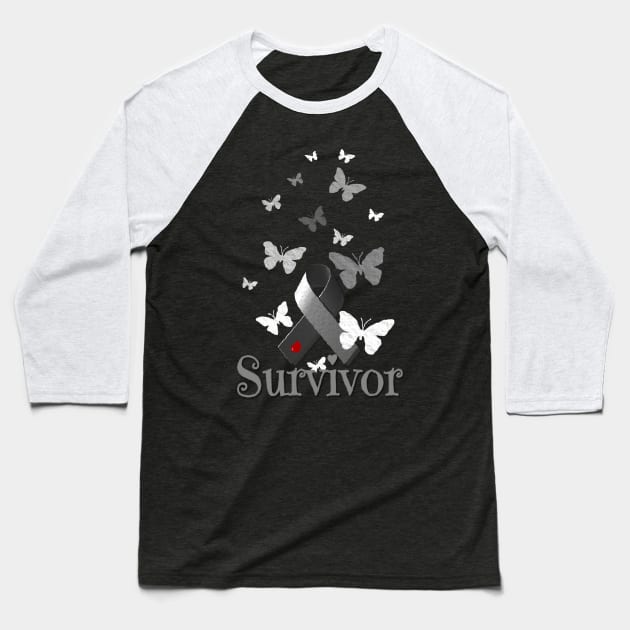 Survivor! Diabetes Awareness Ribbon Baseball T-Shirt by AlondraHanley